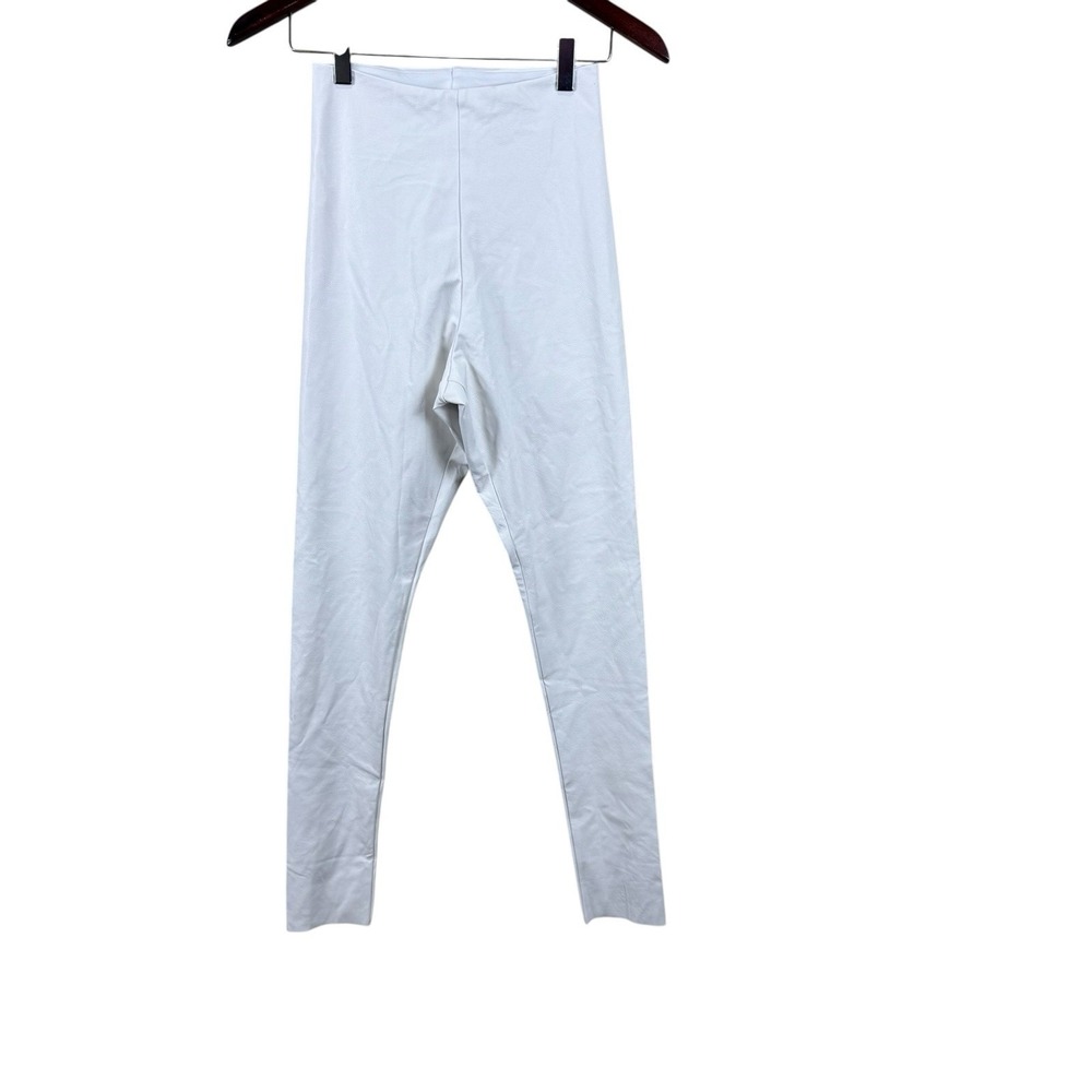 Commando Leggings Women's White Stretch Faux Leather Pants Sz M Smoothing Waist